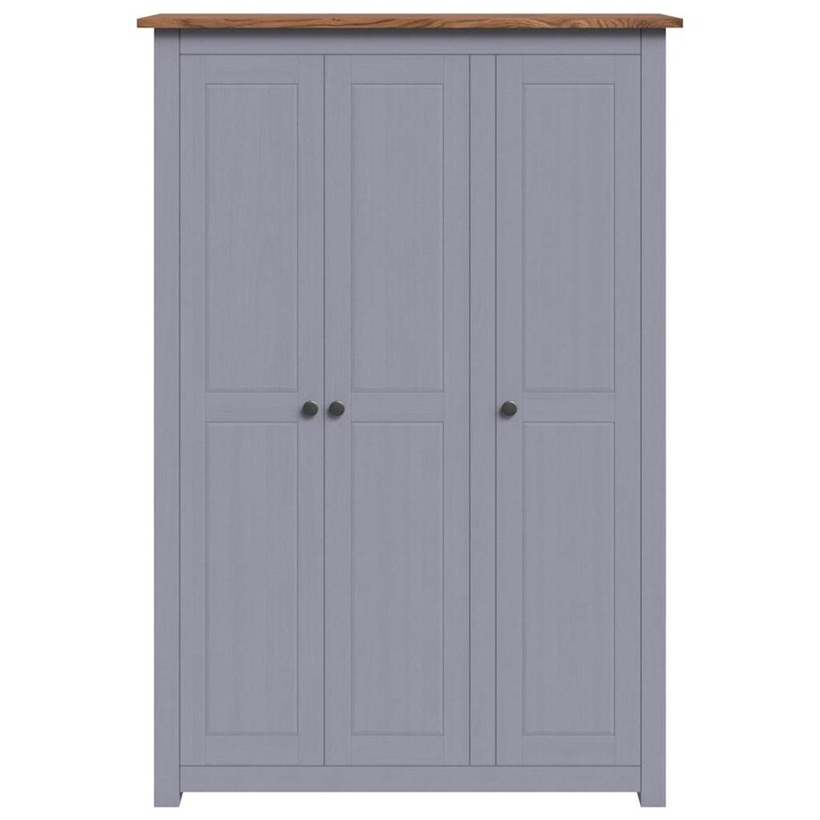 vidaXL Szafa trzydrzwiowa, szara, 118x50x171,5 cm, sosna, seria Panama