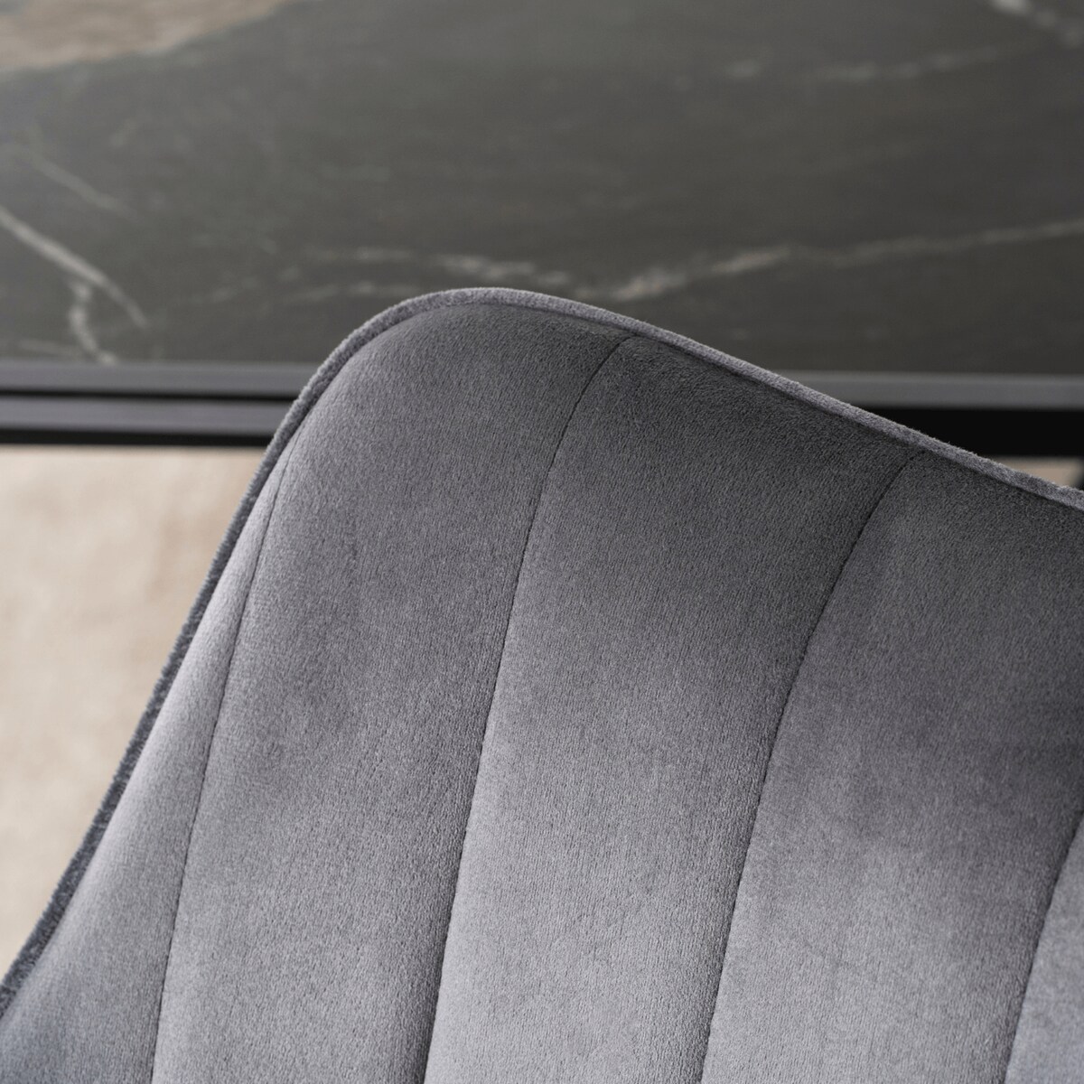 Krzesło Obrotowe Kubełkowe Welurowe Do Jadalni Salonu Szary MUMBAI