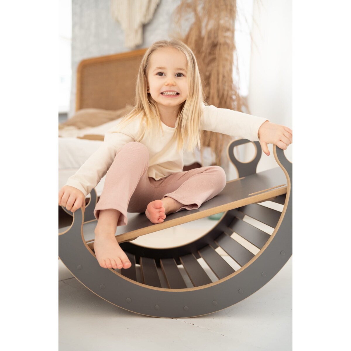 MAŁY bujak montessori + MAŁA zjeżdżalnia CHMURKI - szary