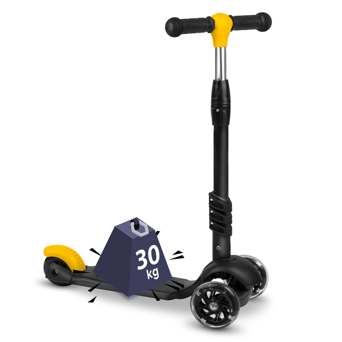 Hulajnoga trójkołowa balansowa dla dzieci 3w1 Ricokids Cubi czarno-żółta