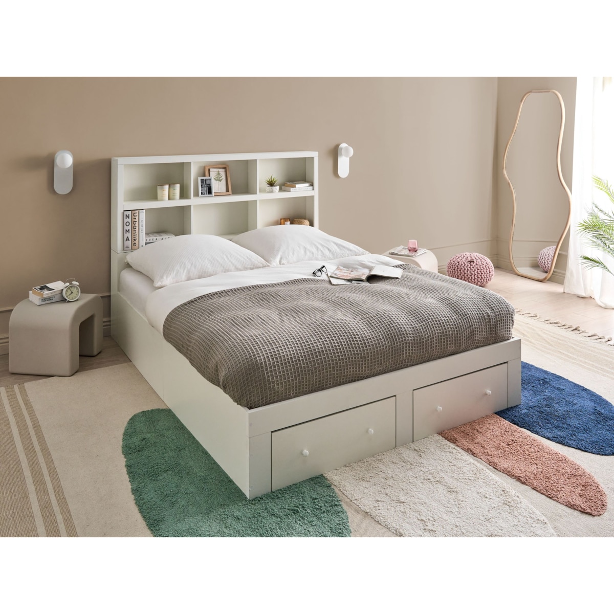 Łóżko z szufladami TARARE 160 x 200 cm Biały