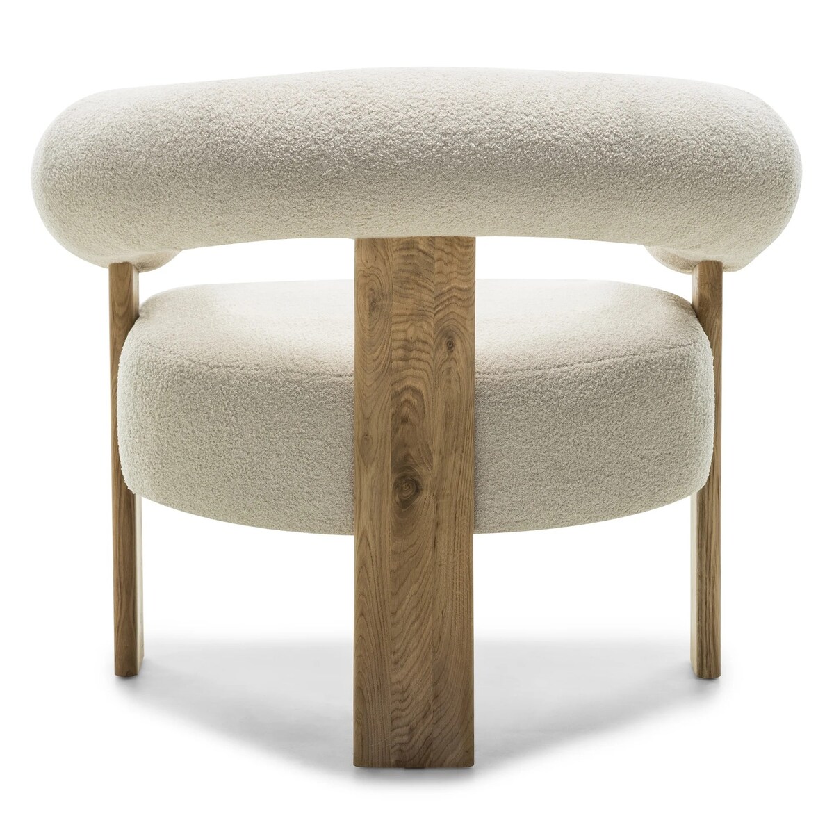 Fotel wypoczynkowy jasnobeżowy bouclé/dąb Ilady