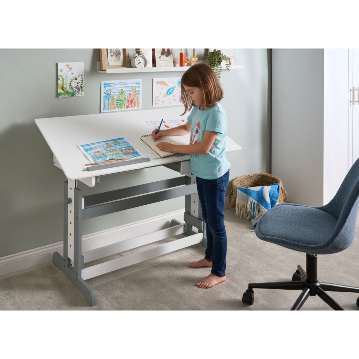 Biurko regulowane manualnie NANNUP Biały 110 cm 53 cm