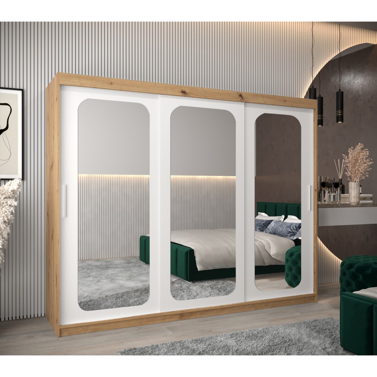 Szafa przesuwna Garderoba PROMO T3 250 artisan/biały