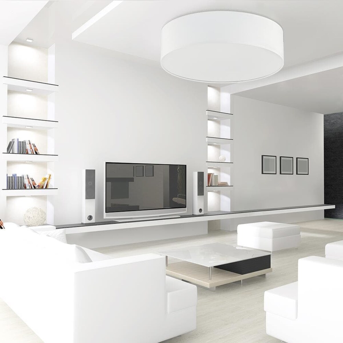 Okrągły plafon tkaninowy Rondo 3330 TK Lighting minimalistyczny biały