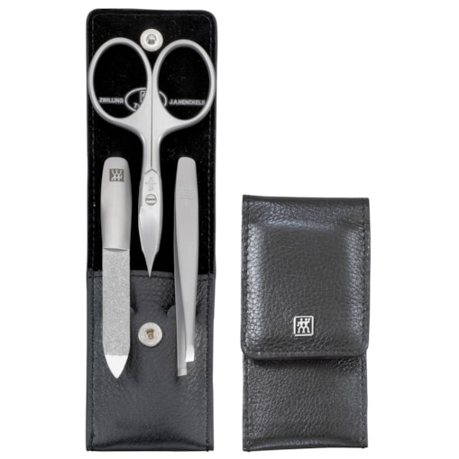 Zestaw do manicure Zwilling Twinox – czarne, skórzane etui, 3 elementy - Czarny