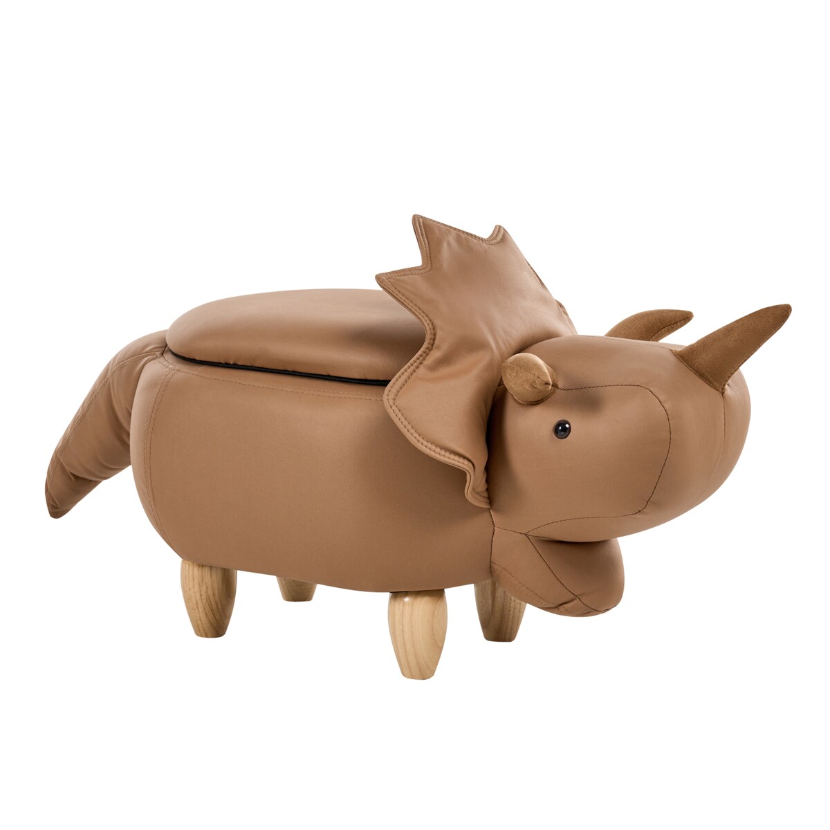 Pufa zwierzak ze schowkiem TRICERATOPS Brązowy Dinozaur