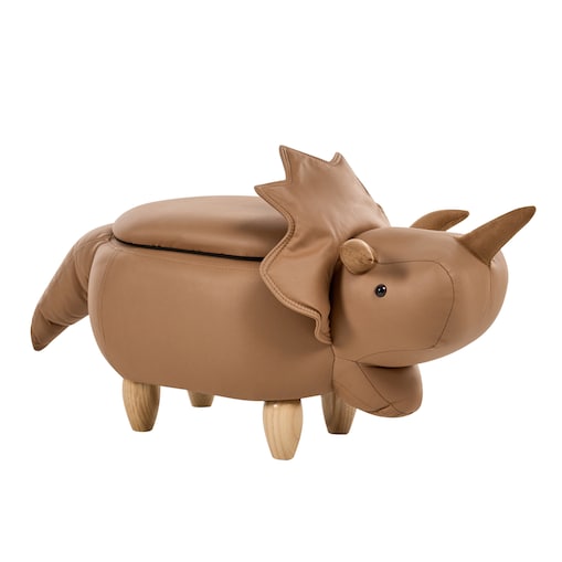 Pufa zwierzak ze schowkiem TRICERATOPS Brązowy Dinozaur