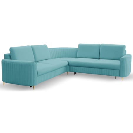 Narożnik z funkcją spania i pojemnikiem na pościel LOREN, turkusowy