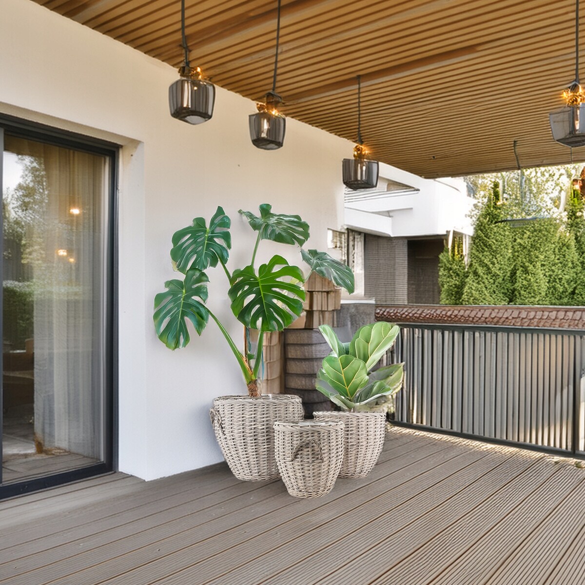 OSŁONKA NA DONICZKĘ WIKLINOWA KOSZ DUŻA 3 szt. do palmy salonu ogrodu domu