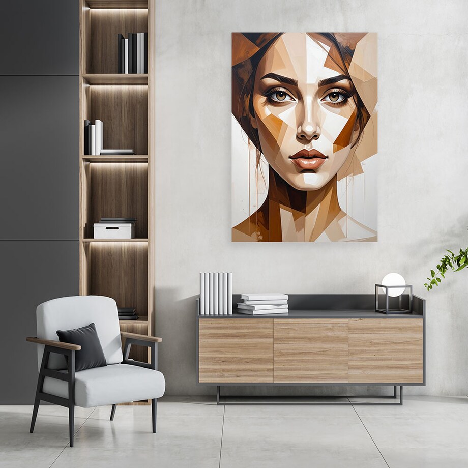 Obraz do salonu sypialni loftu, Beżowy Portret Kobiety