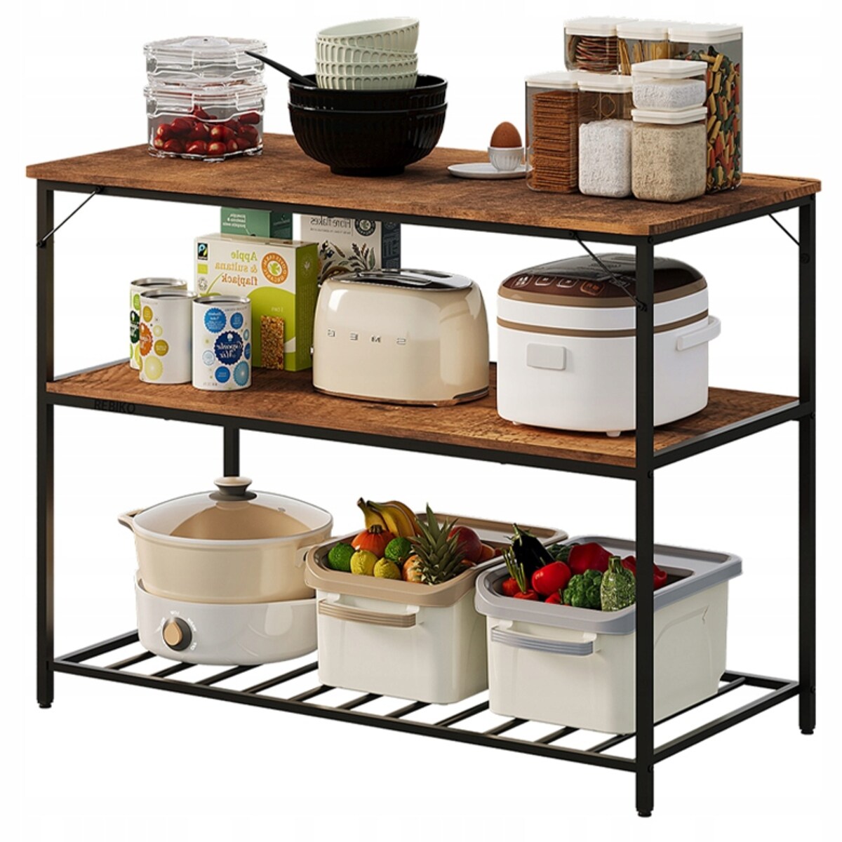 Szafka wyspa kuchenna półka regał loft industrialna rustykalny brąz 120 cm