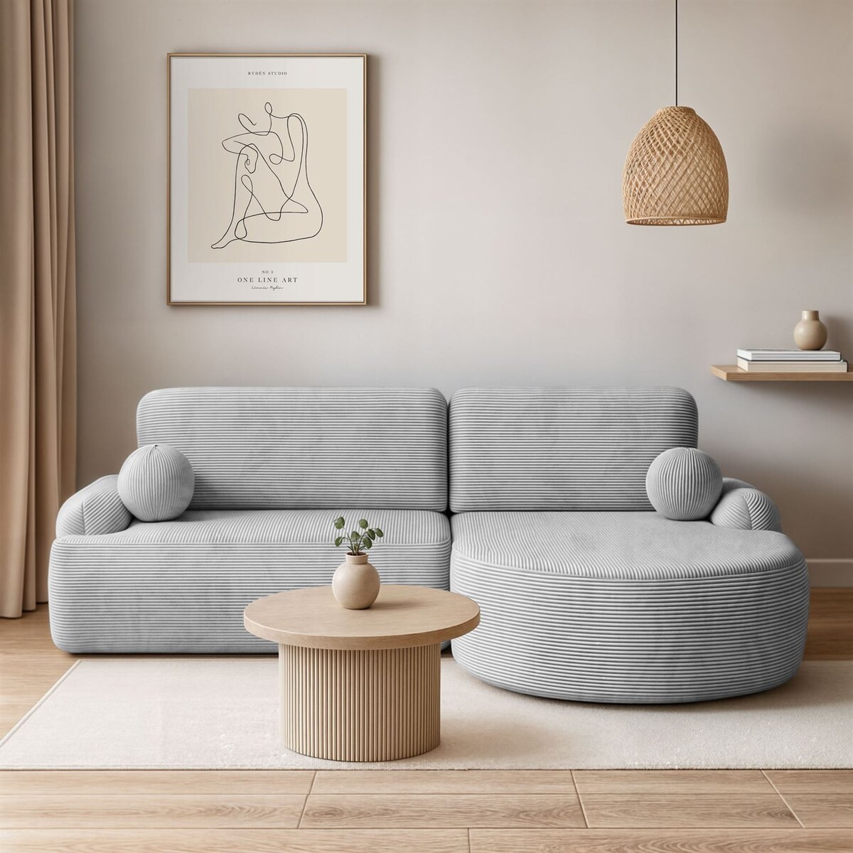 Zaokrąglony narożnik CLEO II z funkcją spania, wersja prawa, Poso 110