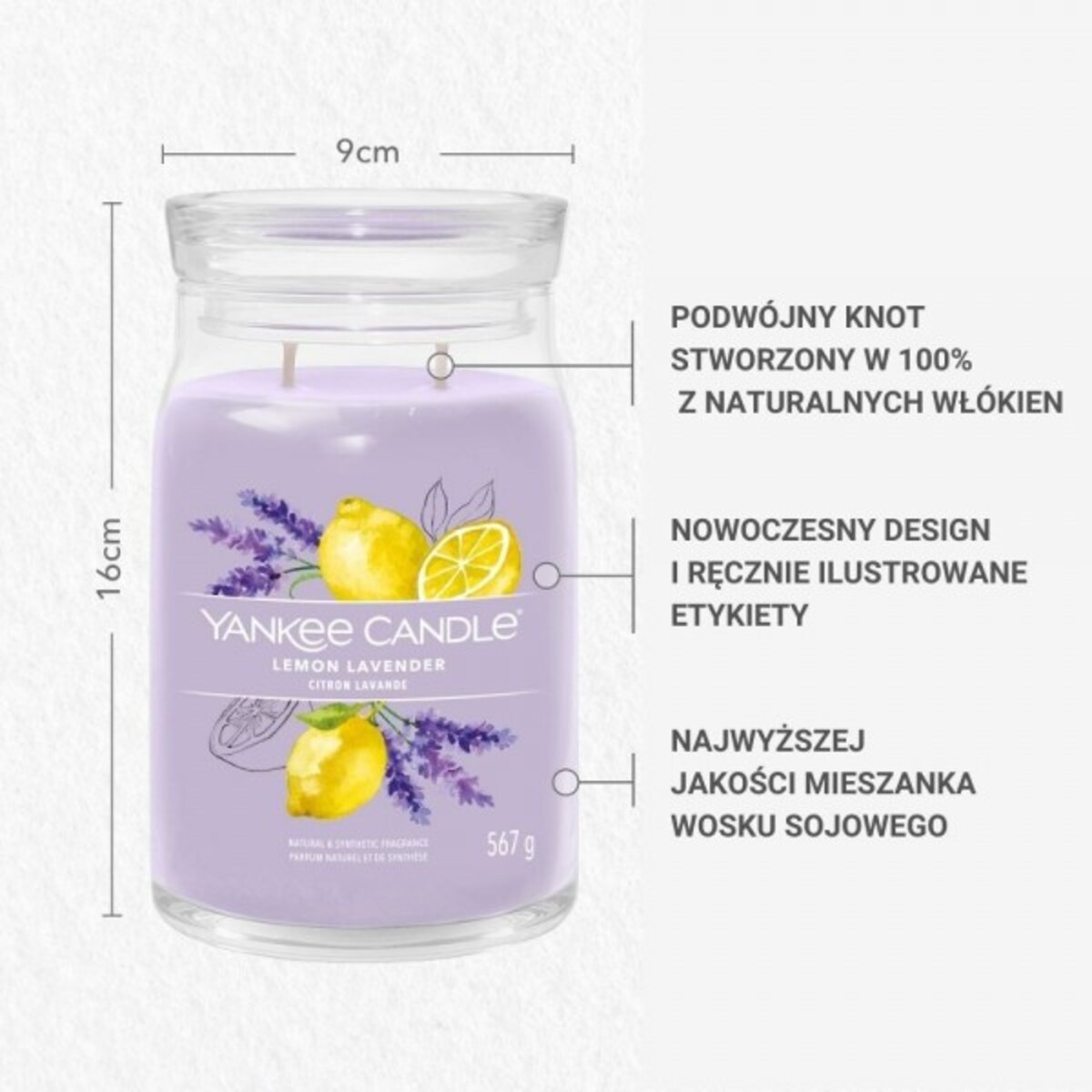 YC SIGNATURE – Świeca duża LEMON LAVENDER