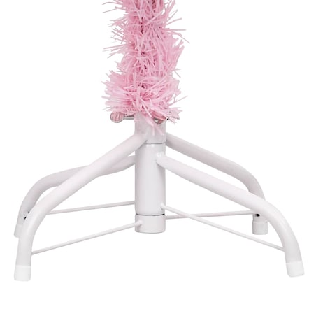vidaXL Sztuczna choinka z lampkami i bombkami, różowa, 150 cm, PVC