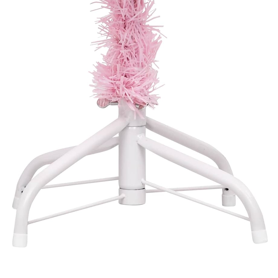 vidaXL Sztuczna choinka z lampkami i bombkami, różowa, 150 cm, PVC