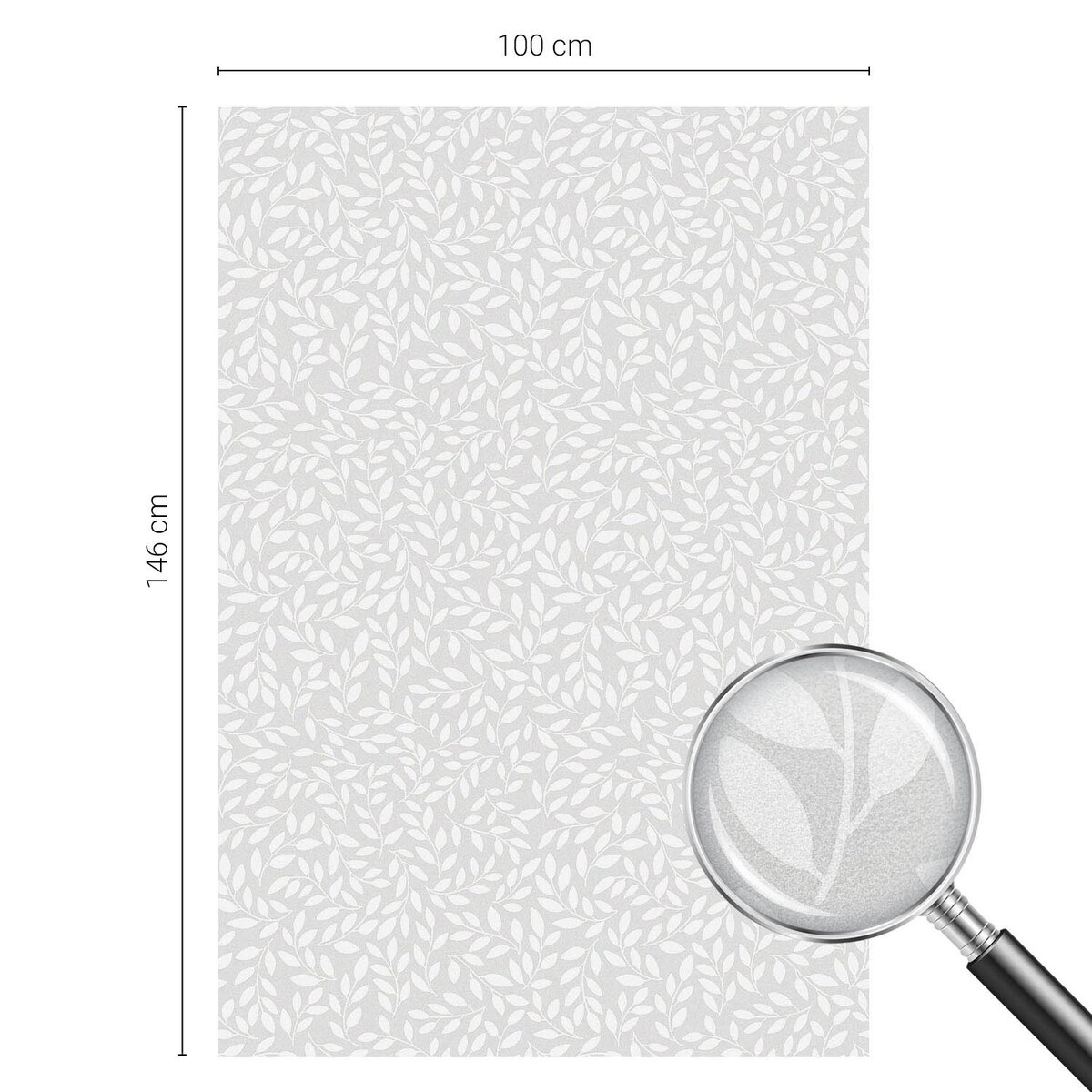 Folia okienna dekoracyjna - Subtelne liście na szarym tle - 100x146 cm