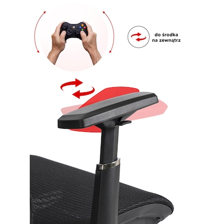 Fotel gamingowy obrotowy ergonomiczny regulowany do biurka czarny LITOS