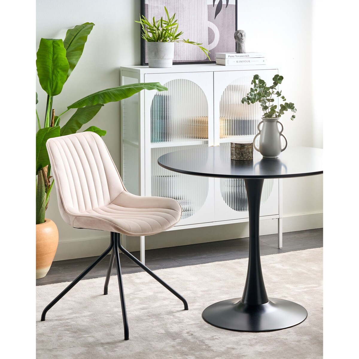 Zestaw 2 krzeseł do jadalni welurowy beżowy NAVASOTA