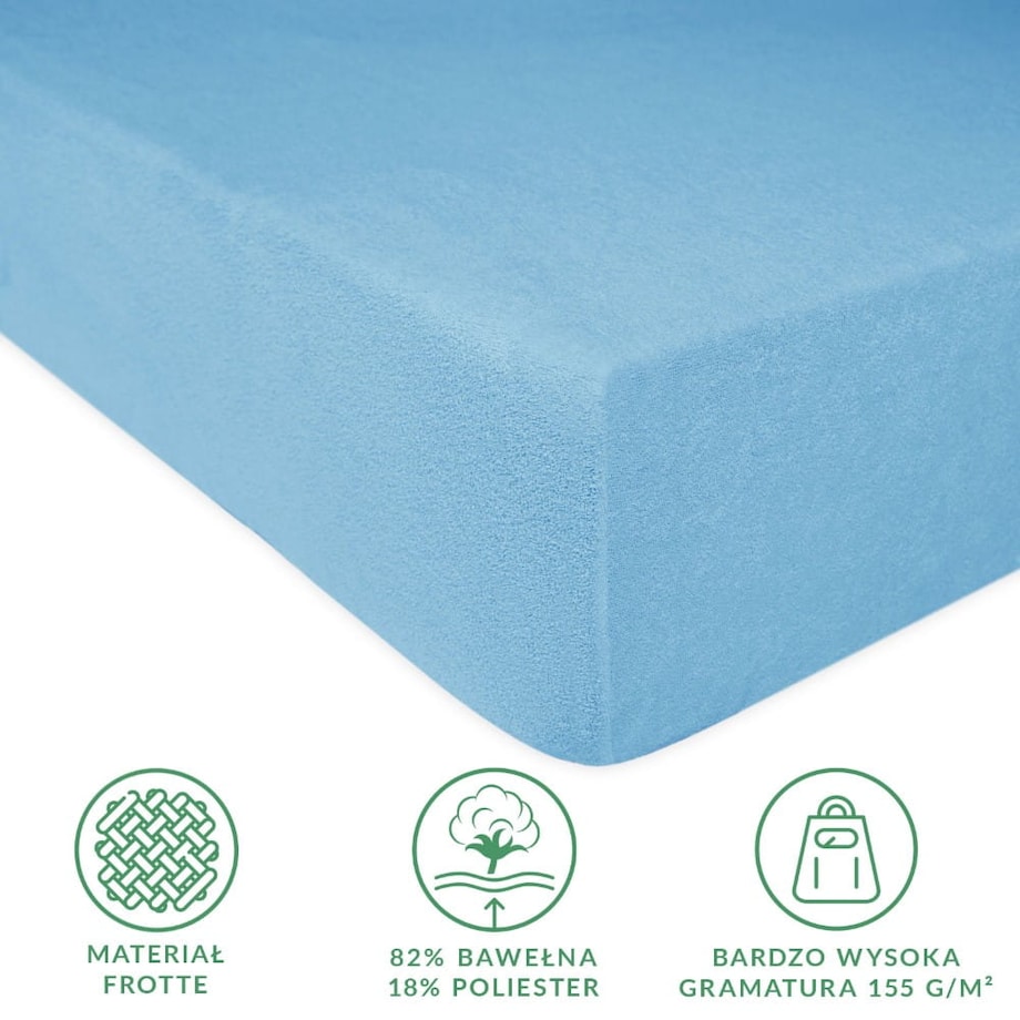 Prześcieradło frotte z gumką 140x200 kolor niebieski