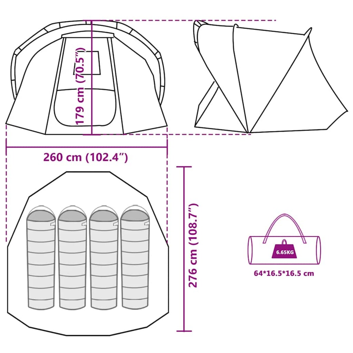 vidaXL Namiot wędkarski, 4-os., moro, wodoszczelny