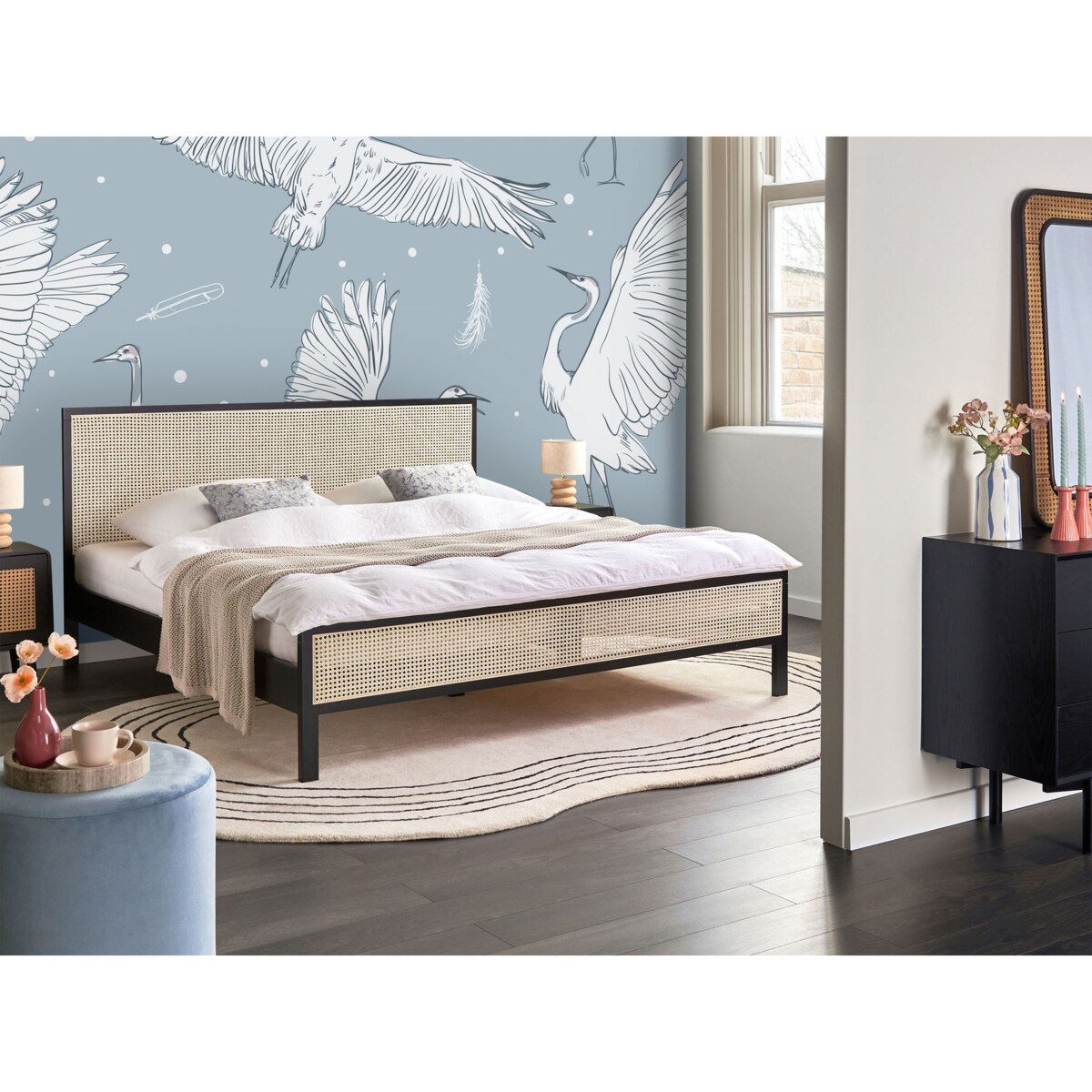 Łóżko Drewno sosnowe SALERNAS 180 x 200 cm Czarny