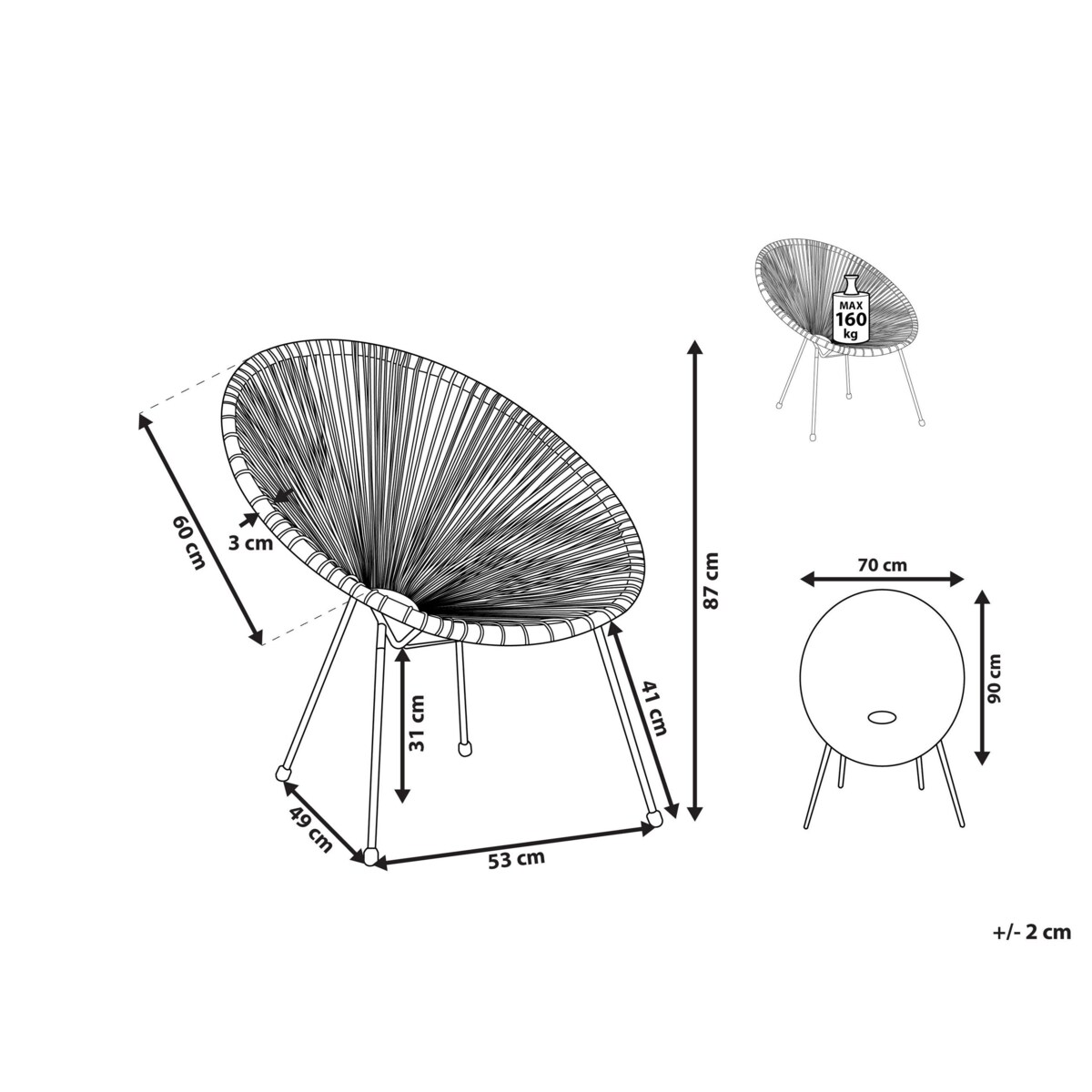 Krzesło z technorattanu zielone ACAPULCO II