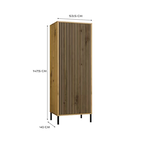 Witryna KAMARO 1DD SLIM DĄB ARTISAN Lamele Front Ryflowany