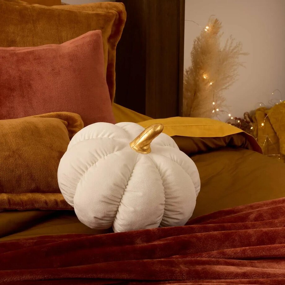 Poduszka dekoracyjna w kształcie dyni 32x32 cm, biała