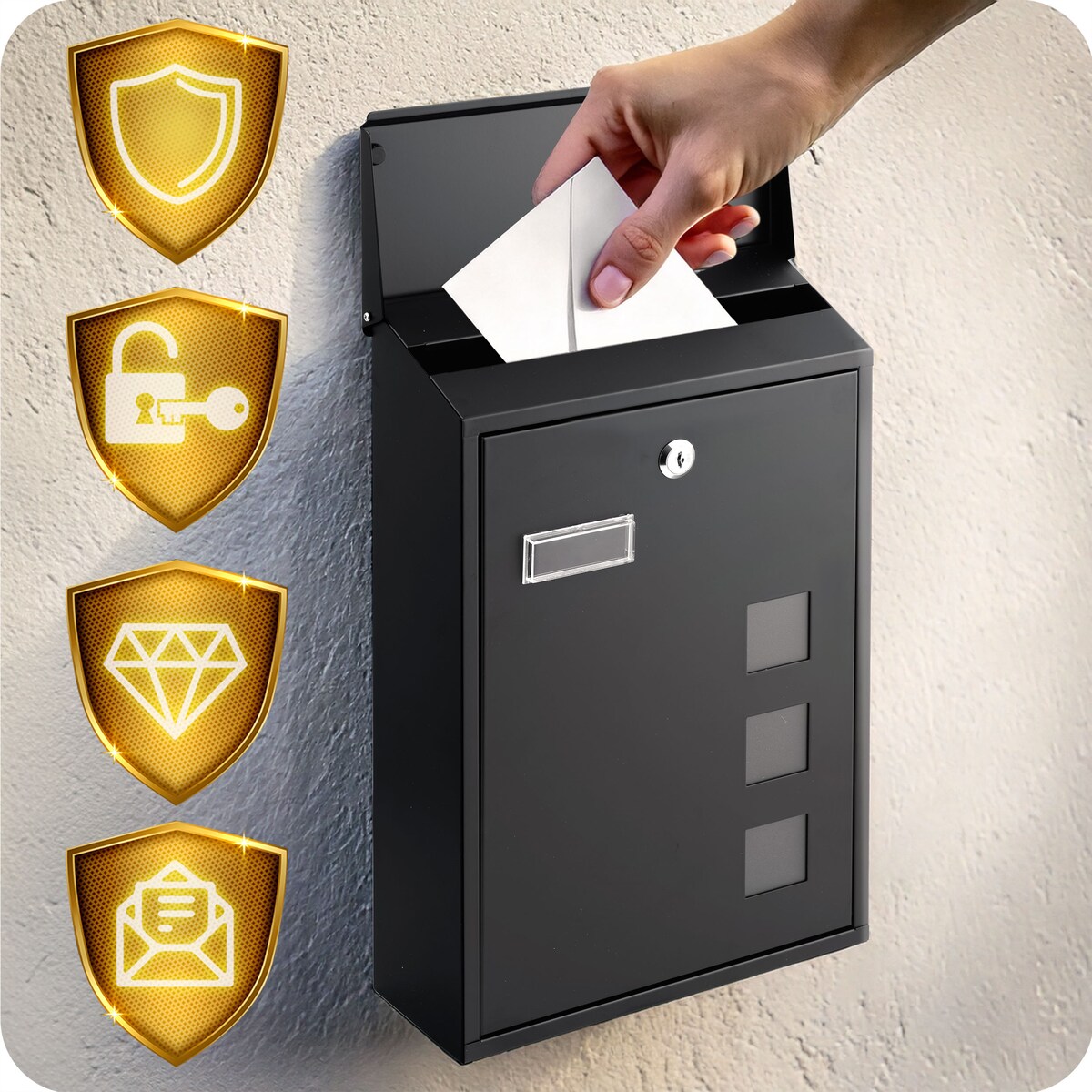 Skrzynka na listy Humberg pocztowa na bramę ogrodzenie czarna stalowa