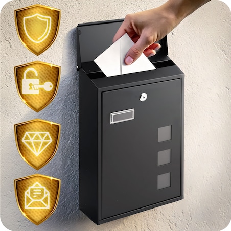 Skrzynka na listy Humberg pocztowa na bramę ogrodzenie czarna stalowa