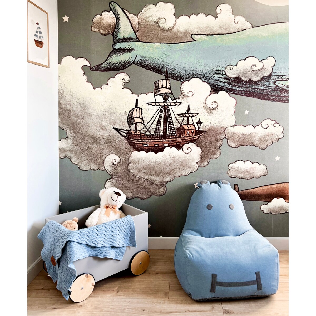 Pufa siedzisko Hippo Soft - Niebieska