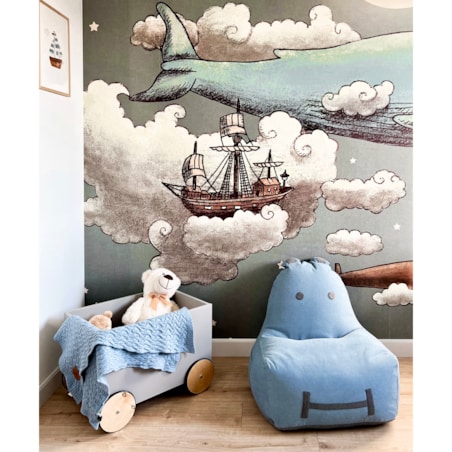 Pufa siedzisko Hippo Soft - Niebieska