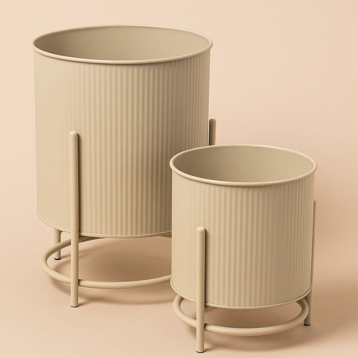 Metalowe osłonki na doniczki OMEE, 2 sztuki, Ø 17 + Ø 20 cm