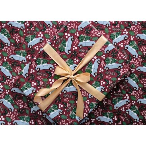 Papier do pakowania - Świąteczne autko, 70x200 cm