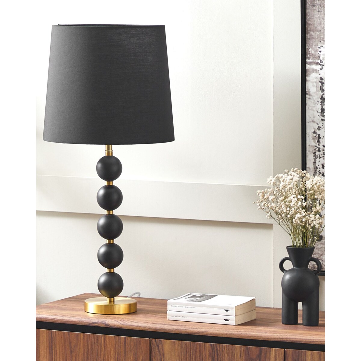 Lampa stołowa metalowa czarna ze złotym ASSONET
