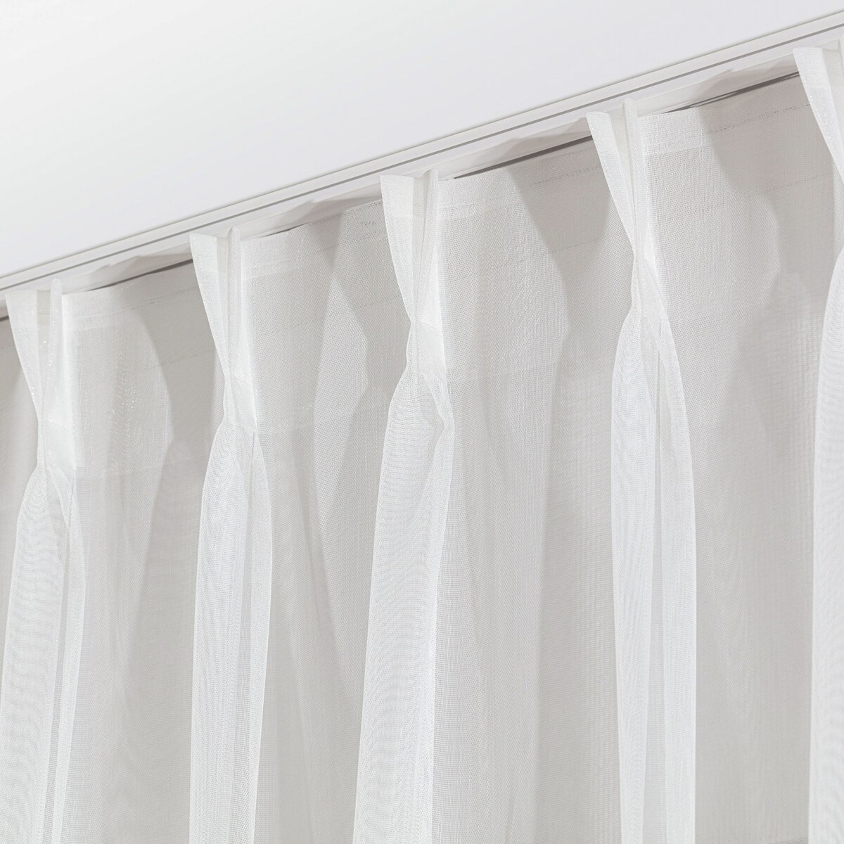 Firana na haczykach flex podwójnych 300x265 biały z satynowym pasem na dole