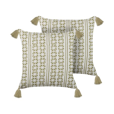2 bawełniane poduszki dekoracyjne w geometryczny wzór 45 x 45 cm zielone z białym SYRINGA