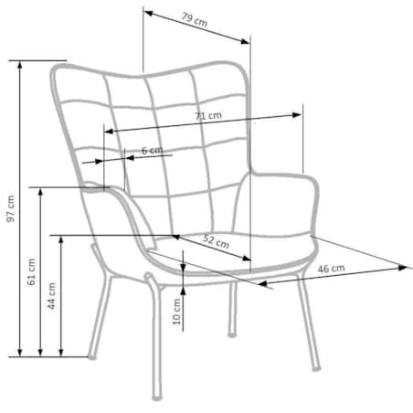 FOTEL TAPICEROWANY Cabres musztardowy METALOWE NOGI czarne