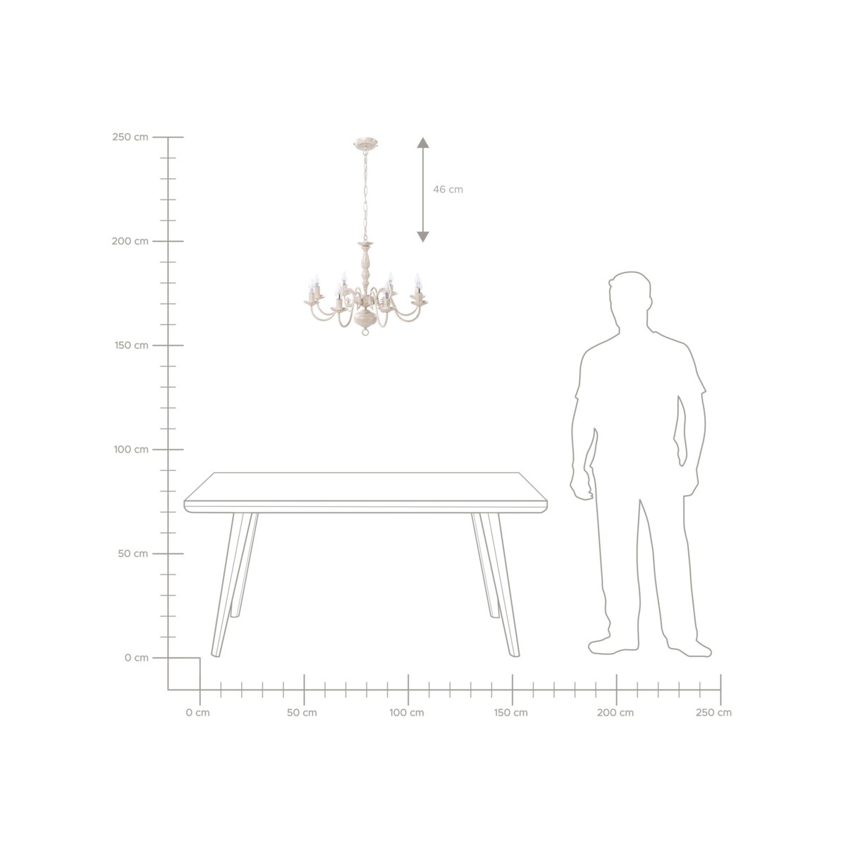 Żyrandol metalowy złamana biel BRITHON