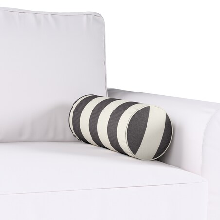 Poduszka wałek prosty, biało-grafitowe pionowe pasy (5,5cm), Ø16 x 40 cm, Quadro