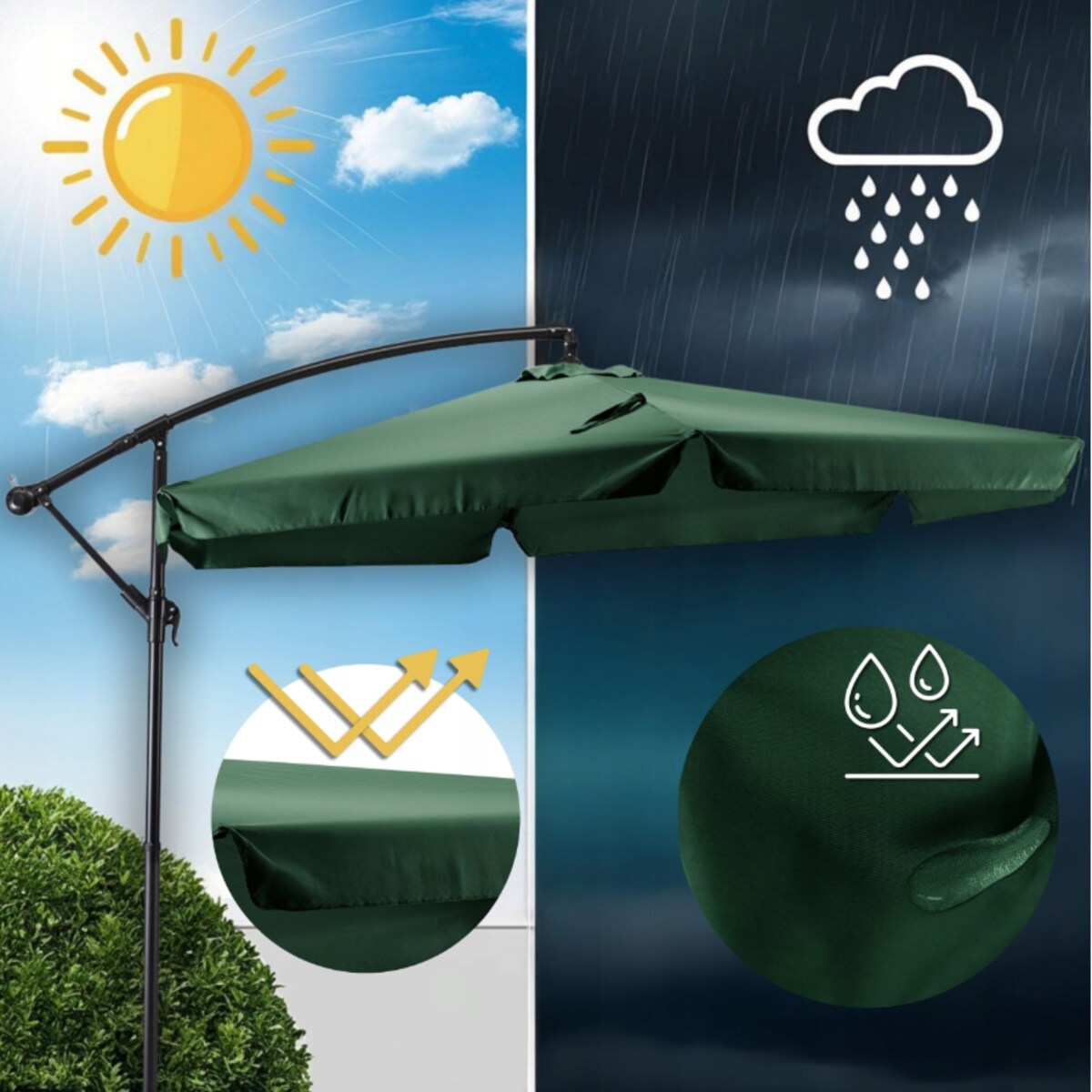 Parasol Ogrodowy Duży Składany na Taras Zielony + POKROWIEC AKRON 300cm