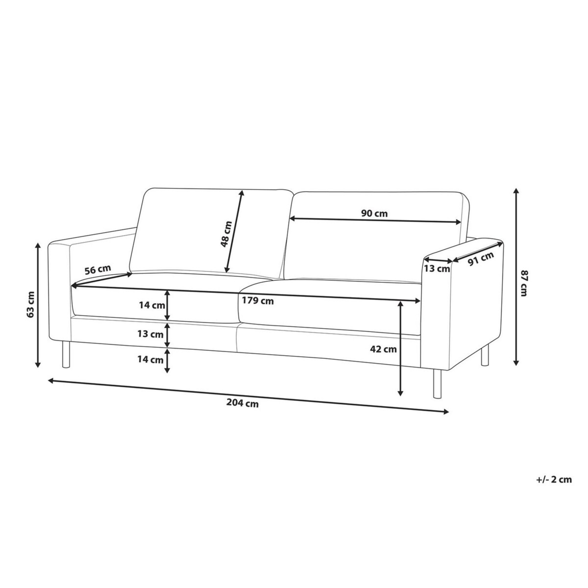 Sofa SAVALEN Jasnoszary dla 3 osób