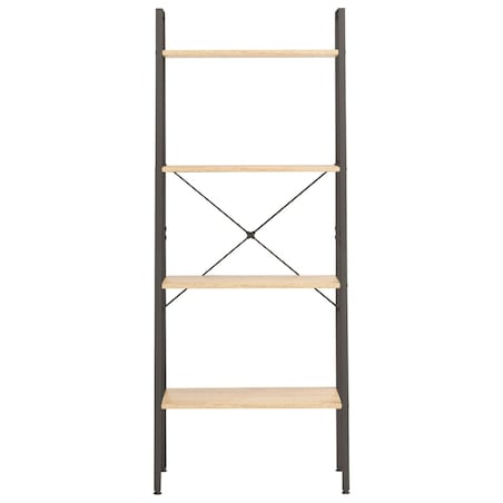 vidaXL Regał drabina z 4 półkami, jasnobrązowo-czarny, 56x35x140 cm