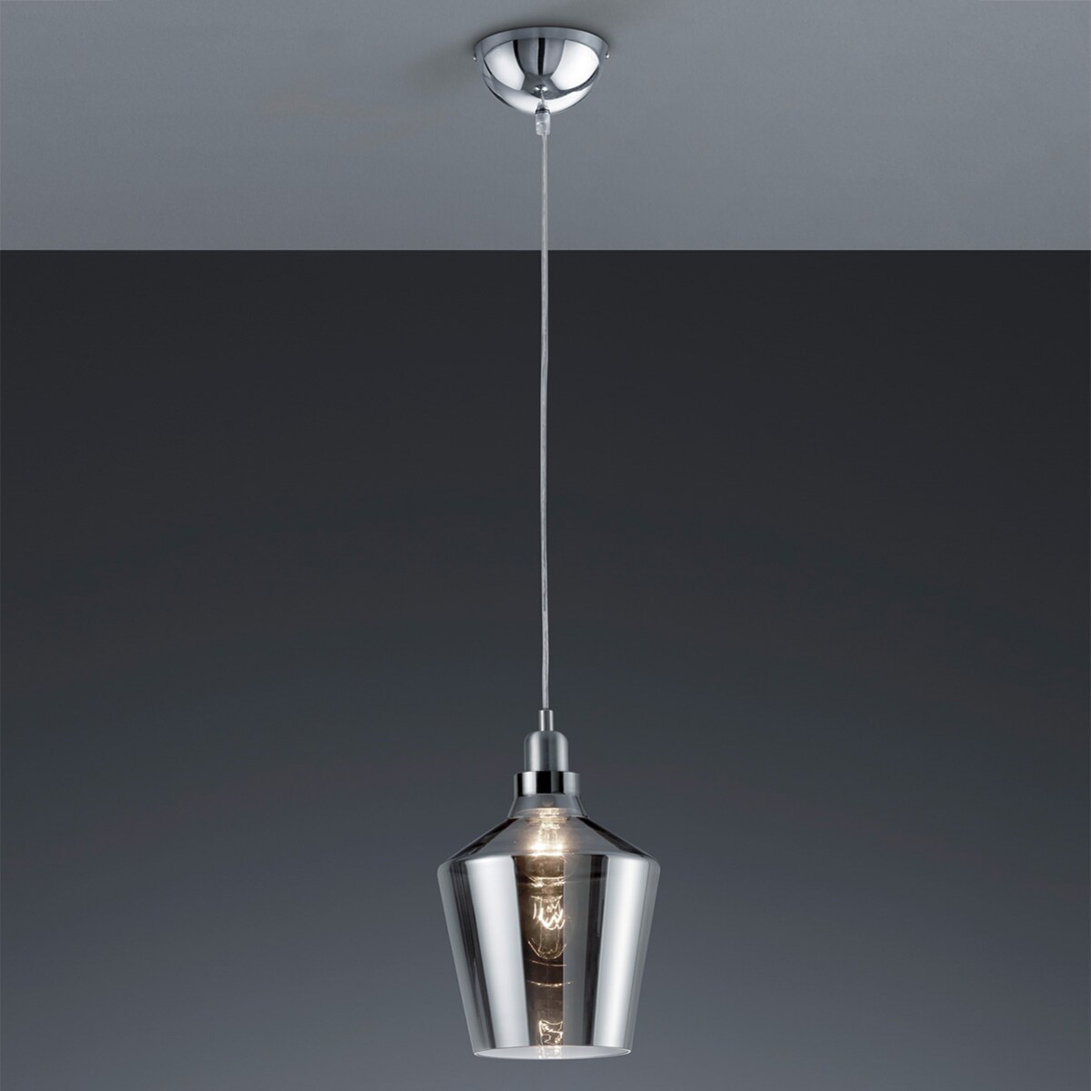 Szklana lampa wisząca Calais loftowa do kuchni nad wyspę czarna