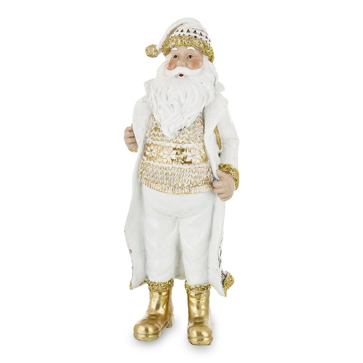 Elegancki Mikołaj w złotych butach 20,5x7,5x7 cm