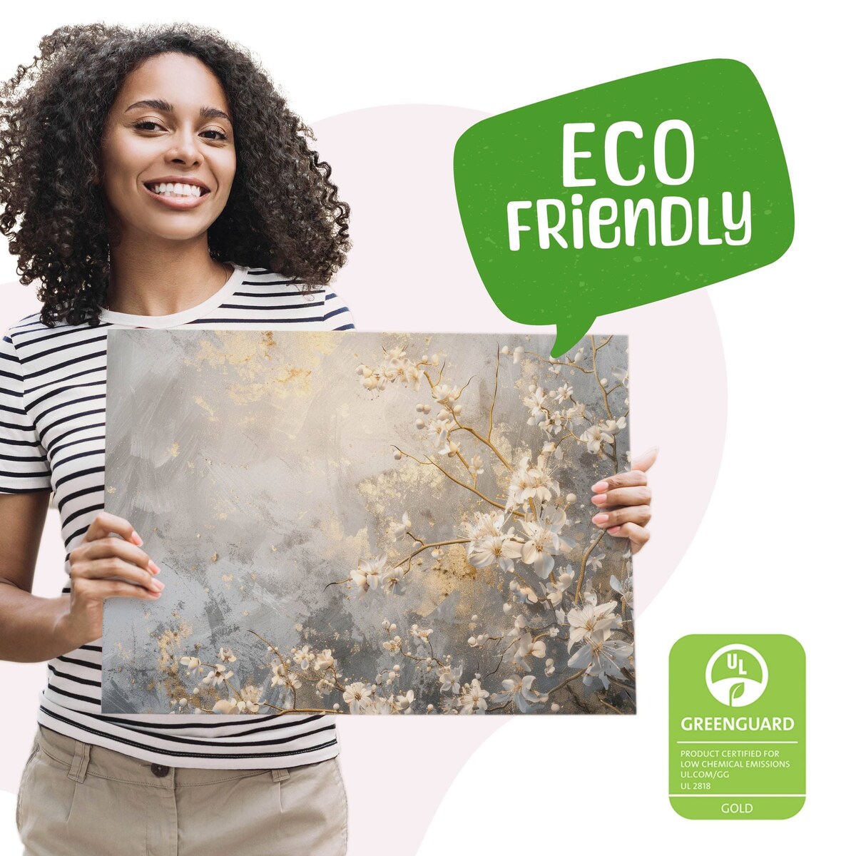 Obraz Canvas Do Salonu Sypialni Japońskie Kwiaty Abstrakcja Beton 70x50cm