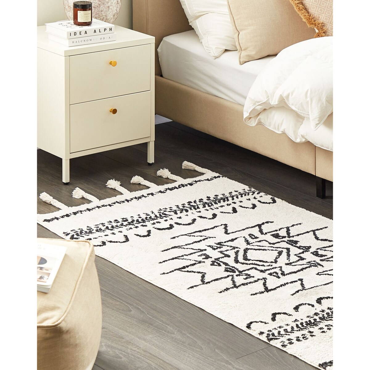 Dywan bawełniany 80 x 150 cm biało-czarny KHOURIBGA