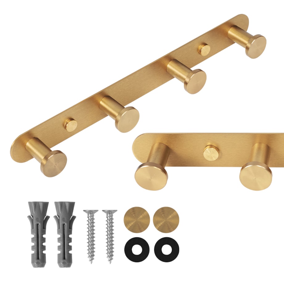 Wieszak na ubrania ścienny złoty do przedpokoju łazienki kuchni