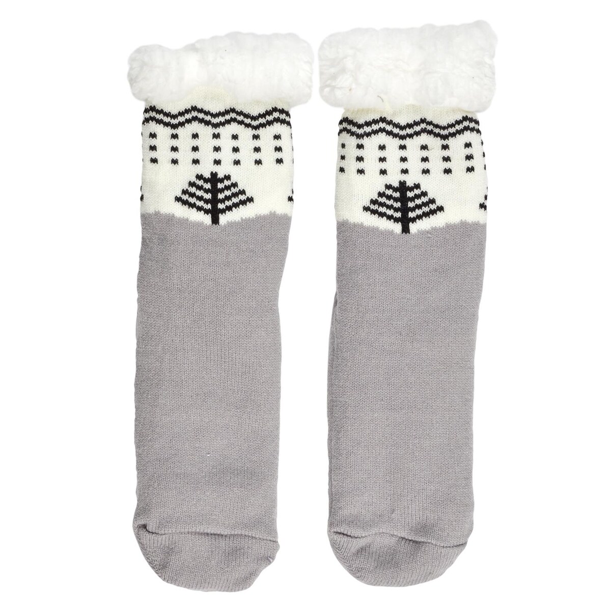 SKARPETY ZIMOWE sherpa ze wzorem rozmiar 39-42 szare